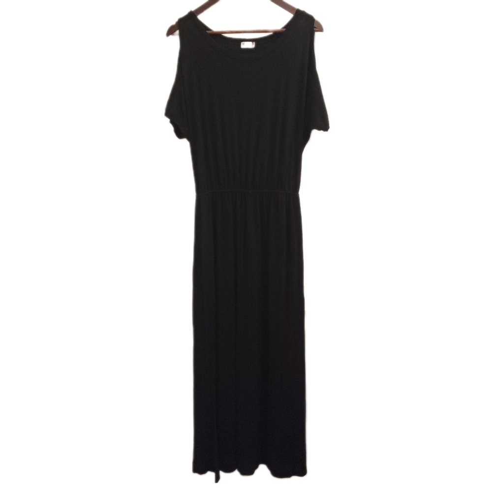 Kut from the Kloth maxi dress with double half slits and open shoulders S black